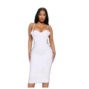 Fashion Nova Victoria White Midi Bandage Dress Size 7/9